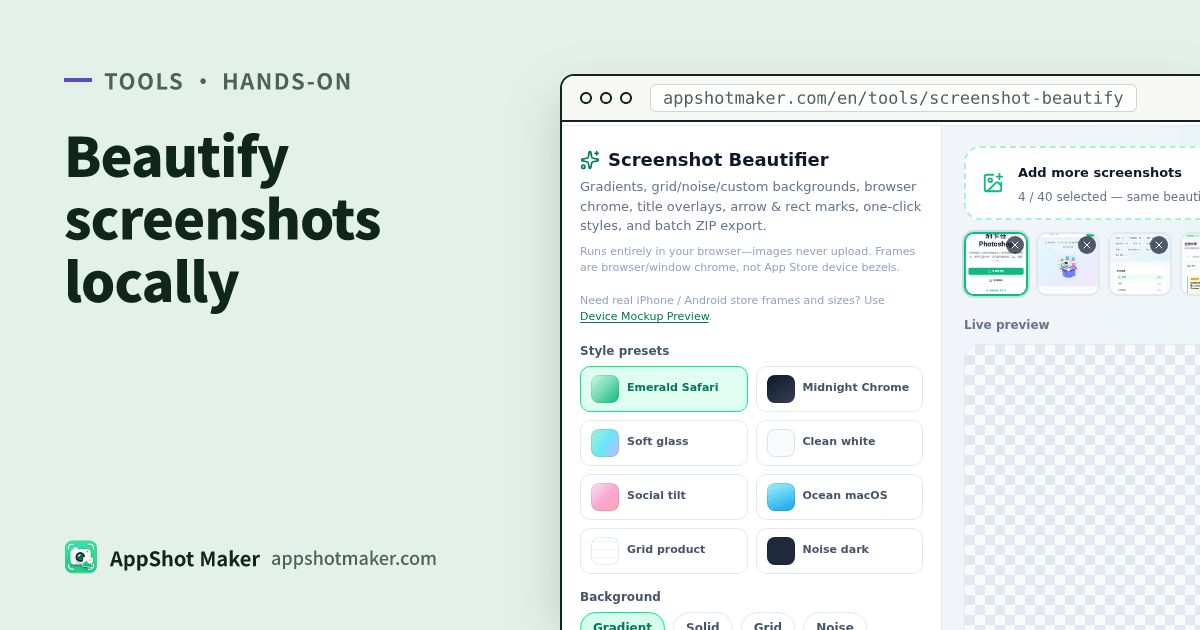 Beautify Screenshots Online Free: Gradient, Browser Frame & Marks